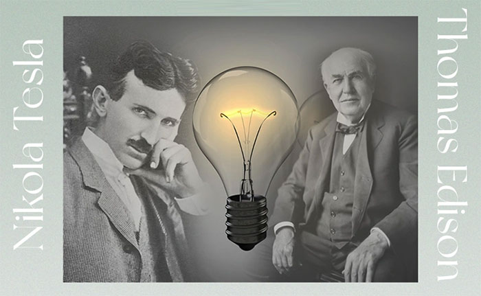 Nikola Tesla và Thomas Edison