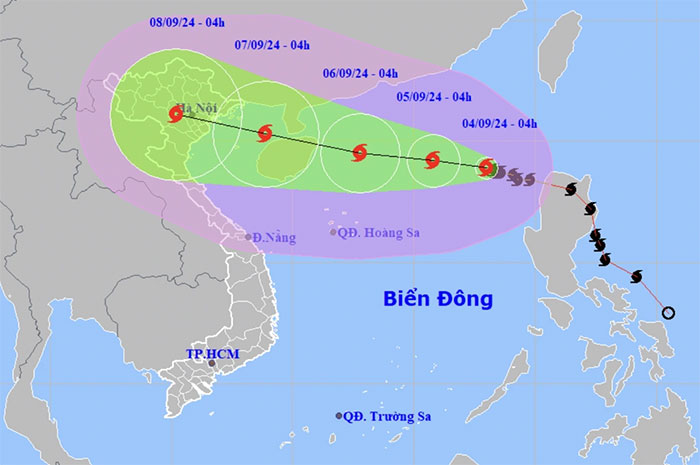  Dự báo đường đi của bão số 3 (bão Yagi). 