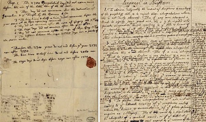 Lá thư được cho là của Isaac Newton để lại.